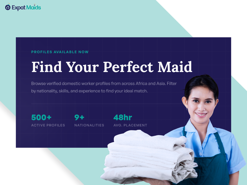 Expat Maids candidate profiles for families comparing full-time domestic workers in Dubai.